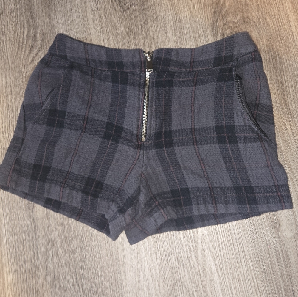 Mango High Waist Checkered Shorts - Charcoal